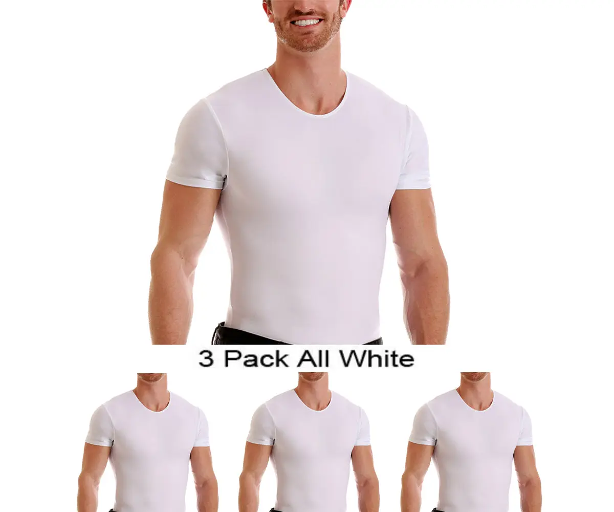 InstantFigure's 3-Pack Insta Slim Compression Crew Necks TS0003 - Slimmer Instantly, Slim Your Body, Firm & Tone, Support Lower Back, Eliminate Love Handles, Slim Belly, Improve Posture, Discreet Under Clothing, Made in USA.