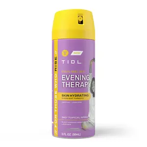 TIDL Evening Therapy Pain Relief Spray - Nighttime Recovery with Lidocaine, Menthol & Lavender. Calming Sleep Aid for Back Pain, Restless Legs & Muscle Tension. Non-Staining & Plant Powered. 3 fl oz (90mL)