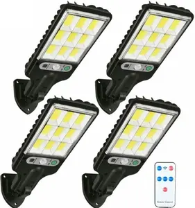 Solar wall Lights Outdoor, 4Pack Solar Lights Outdoor Wide Angle Solar Flood Lights Motion Sensor Dusk to Dawn Remote Control Waterproof IP66, Parking Lot Lights Commercial for Yard Lamp