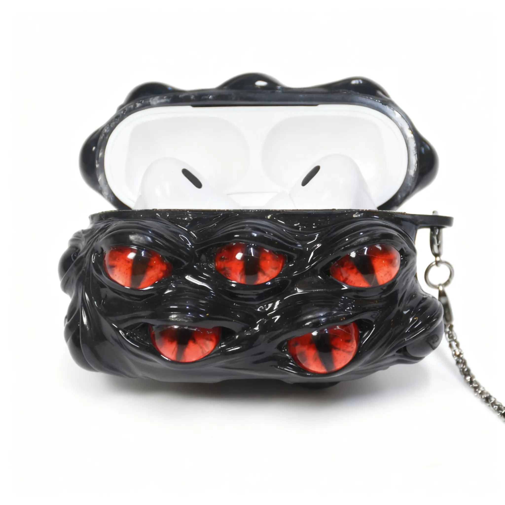 Aura Handmade Novelty Multiple Eyes AirPods Case - "The Abyssal Eye" Hand-Painted Dragon Red Cover for Pro/Pro2, 3/4 Gen
