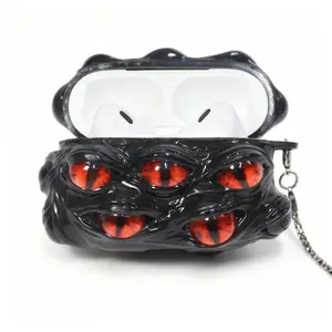 Aura：999999 Handmade “The Abyssal Eye” AirPods Case – Hand-Painted Dragon Red Eyes Cover for Pro/Pro2 & 3/4 Gen