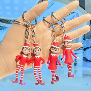 Cute Elf Keychain - Chubby Face & Red Hat with Black, Interchangeable Leg Pose, Compatible with One Direction, Christmas Bag/Car Keys/Tree Ornament - Durable or Holiday Gift for s & s ( Party Favors, Everyday Use) - Character Accessory Keychain Kawaii