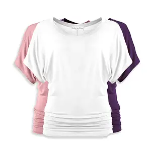 Short Sleeve Dolman Tops (3 Pack: Purple, Rose, White)