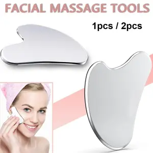 1/2-piece stainless steel gua sha facial tool - Double chin reducer, jaw shaper, lymphatic drainage massager, facial sculpting tool, body gua sha tool, Facial Wand