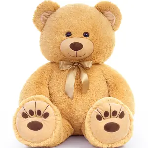 AZDREIC 35 Inch Blue Plush Teddy Bear Stuffed Animal with Cute Footprints Soft Comfortable Gift for Kids Babies Toddlers Baby Shower Birthday Christmas Easter Decor