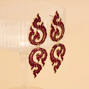 Hot and Fiery Flame Dangle Fire Earrings - Perfect Accessory for Any Outfit