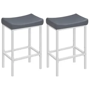 HOOBRO Bar Stools, Set of 2 Bar Chairs, Counter Height Stools, Saddle Stools with Curved Surface, Kitchen Stools, 24.8 Inches, 2.4" Thick Upholstery, for Kitchen, Dining Room, White and Gray#springtok#SpringSale #BigSpringSale