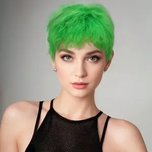 Synthetic Heat Resistant Man-Made Fiber Wigs Green Pixie Short Hair Fashion Wigs For Women Purple Pretty Short Wigs Natural Synthetic Heat Resistant