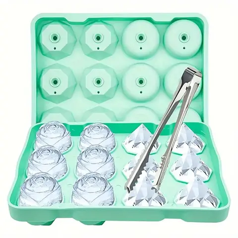 Rose Shaped Ice Cube Mold, 1 Set Multi-grid Ice Cube Tray with Storage Box, Chocolate Mold for Pudding, Jelly, Candy, Kitchen Accessories, Ice Molds