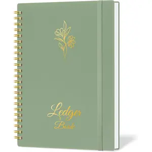Accounting Ledger Book for Small Business Bookkeeping & Personal Use, Expense Tracker Notebook for Family Budget, Income and Expense Log Book - 8.4" x 6.1" Green