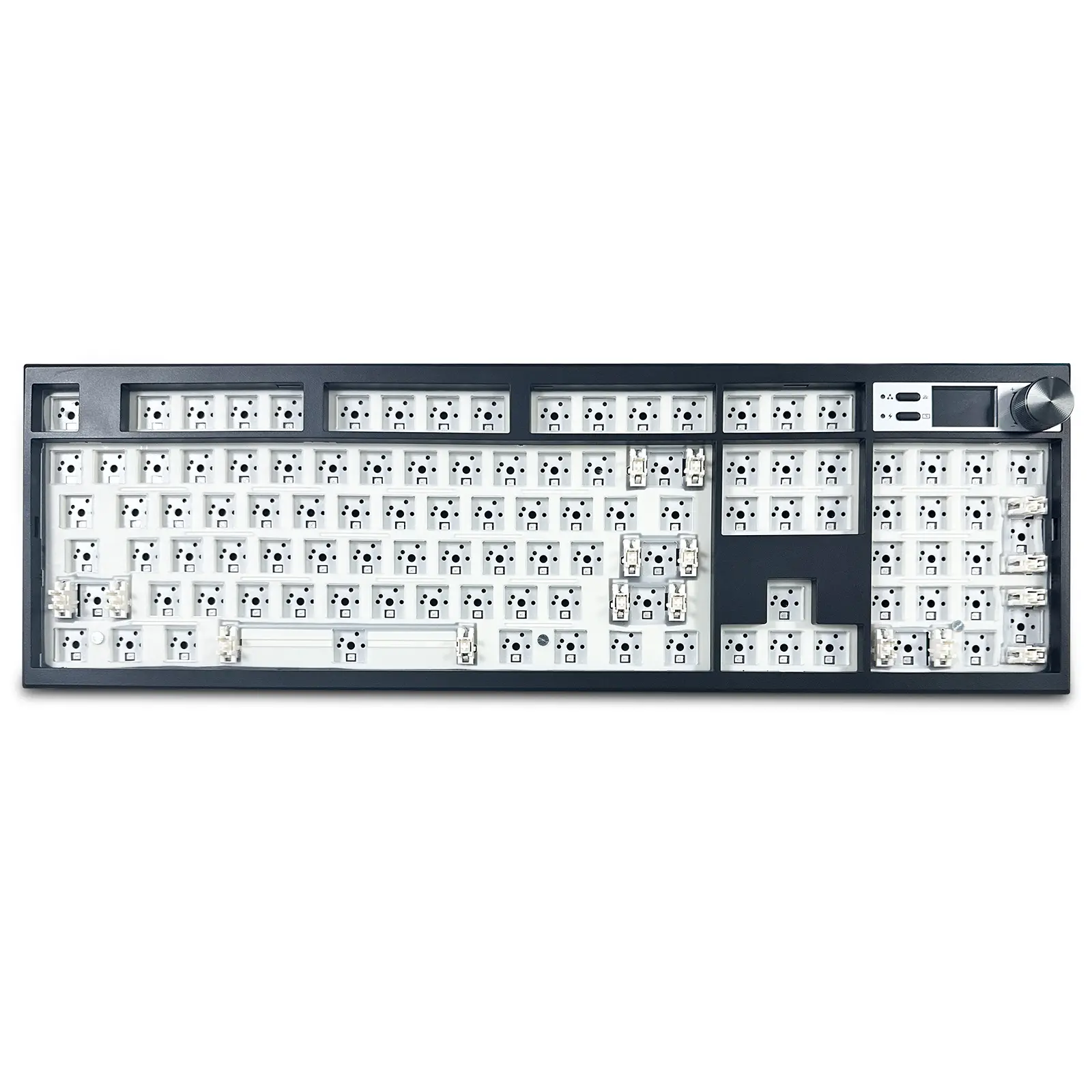GMK104 Mechanical Keyboard Kit with Screen&Knob,VIA Programmable Hot Swap Gasket Mounted PCB Custom RGB Barebones Keyboard Wireless BT5.0/2.4GHz/USB-C Wired 100% Full Size Gaming DIY Kit