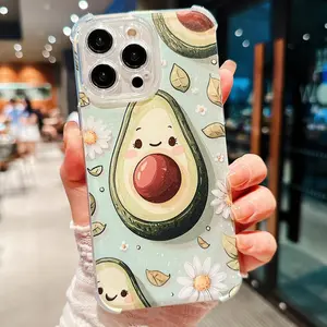 Cute Avocado Pattern Phone Case, 1 Count Cartoon Phone Protective Cover, Phone Accessory Compatible with iPhone 11 12 13 14 15 Pro Max, Casing