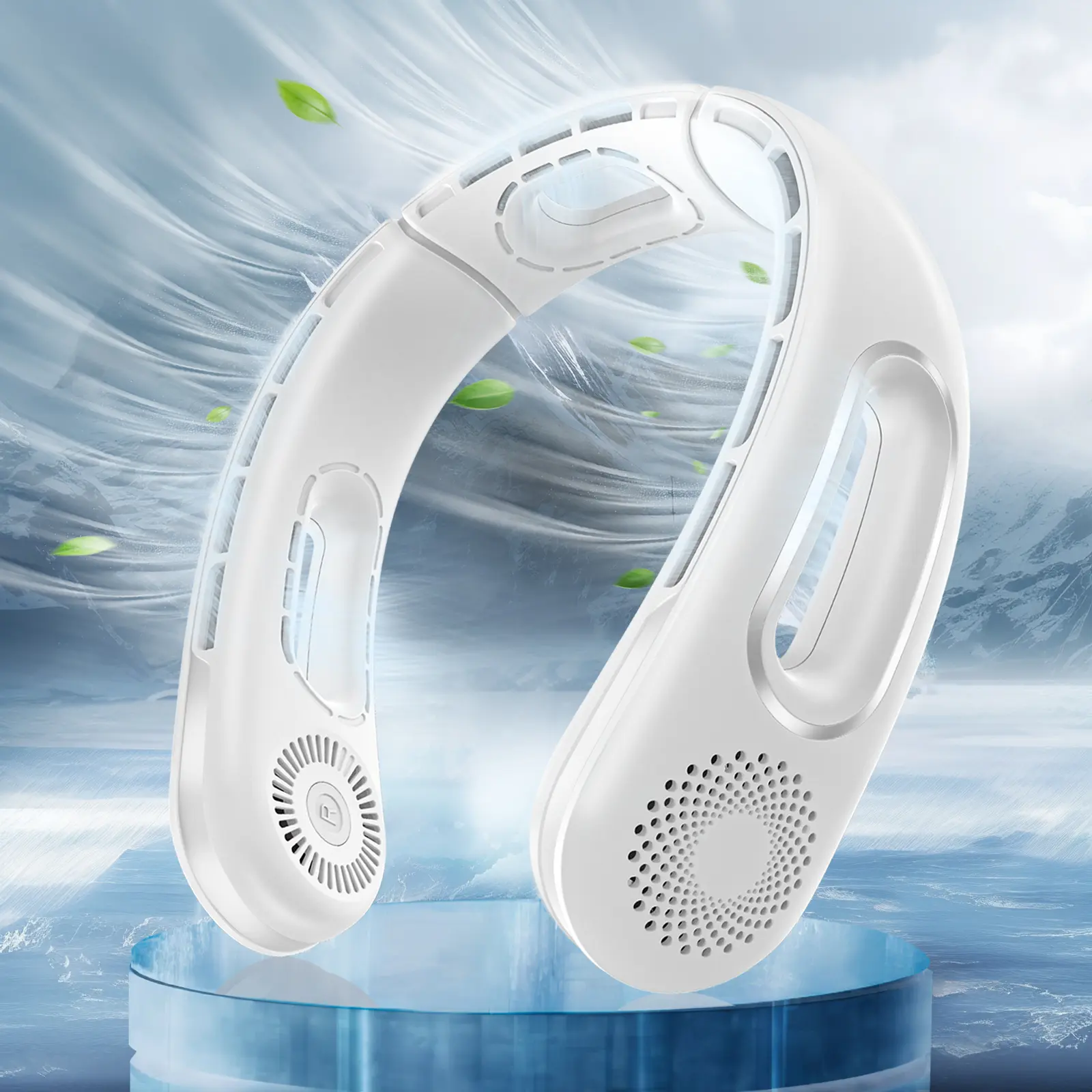 Hands Free Bladeless Neck Fan - Portable, Rechargeable, 360° Cooling, 4 Speeds, Quiet, 5200 mAh Battery Operated USB Wearable for Women