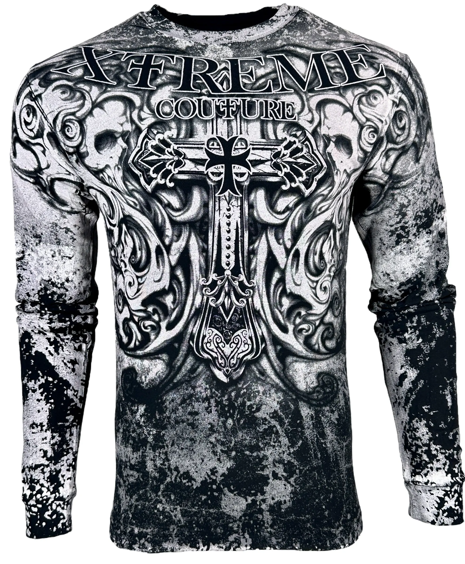 Xtreme Couture by Affliction Men's Hades Graphic T-Shirt, 100% Cotton Casual Crew Neck with Front and Back Print, Tshirt, Graphic Print, Fashion