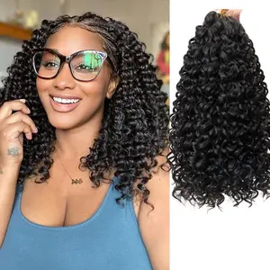 12inch Natural Black 8 Packs GoGo Curl Crochet Hair for Women, Synthetic Deep Wave Bohemian Crochet Braid Hair Extensions