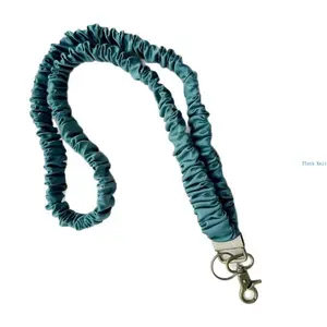 Stretchy Scrunchie Lanyard for ID Badges, Cute Neck Lanyard for Keys, Retractable Keychain Holder for Women