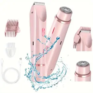 Electric Bikini Trimmer for Women, Rechargeable 2 in 1 Body & Facial Hair Removal, Waterproof Wet & Dry Use Trimmer for Women,Christmas Gift New Year Gift
