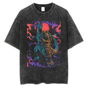 valentine shirts Godzilla 2026 New Hot T-Shirt Godzilla Monster Washed Old Cotton 2Vintage Loose T-Shirt Y2k Men T-shirt Short Sleeve Shirts