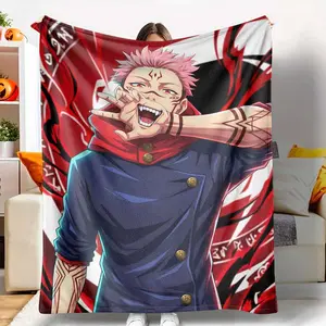 Anime Cursed Energy Flannel Blanket Dark Magic Art Print Design Soft Warm Lightweight Cozy Throw for Bedroom Sofa Living Room Office Gift Decor Use tiktokshopspringglowup