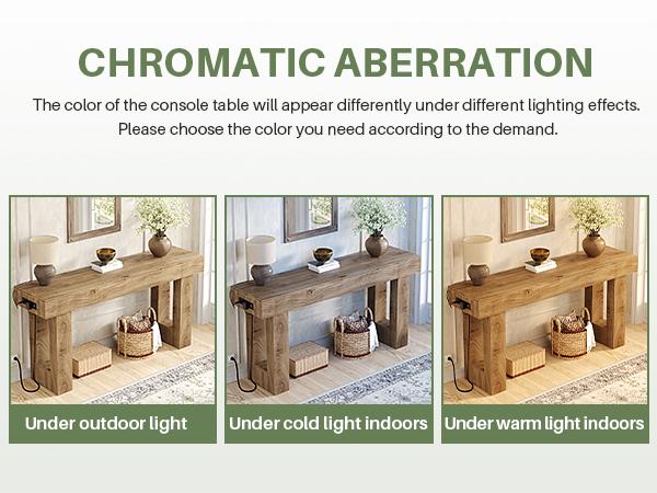 Homieasy 63'' Farmhouse Console Table with Power Outlets and Sensor Light, Wooden Entryway Table with Storage, Rectangular Sofa Tables Behind The Couch for Entrance, Hallway, Living Room entryway table