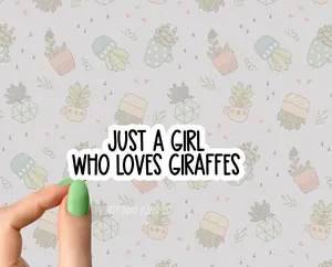 just a girl who loves giraffes stickers, positivity stickers, happiness sticker Flower Boho Books Plant Sticker Book lover Funny Plant Stickers for Tumblers and Water Bottles Waterproof 3"