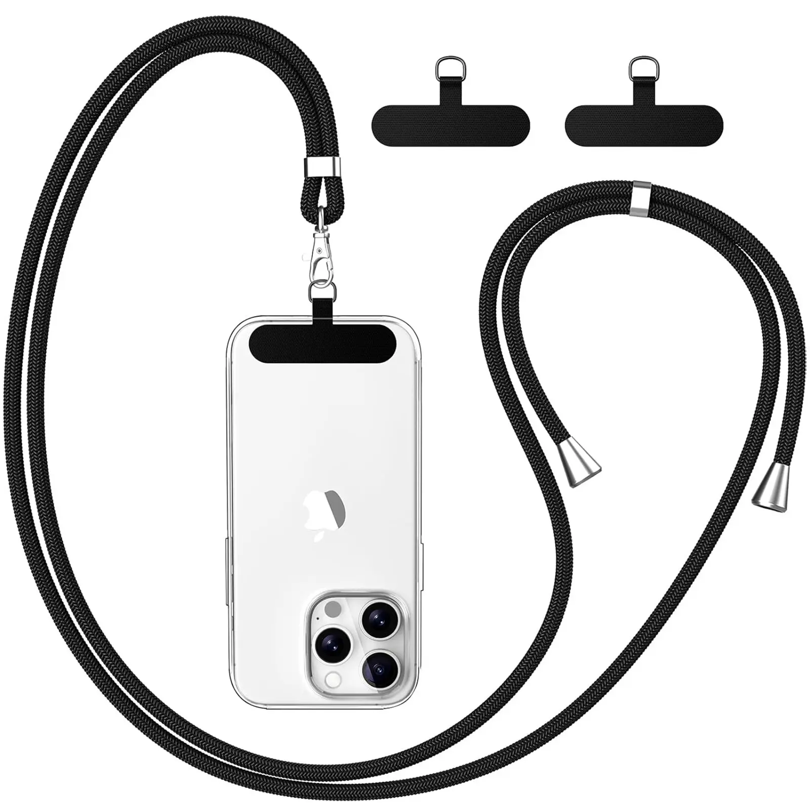 Universal Anti-Lost Cell Phone Lanyard, Phone Sling, Adjustable 160cm Neck Strap with Phone Tether Patches, Compatible with Most Phone Cases, Crossbody Design, Phone Accessory