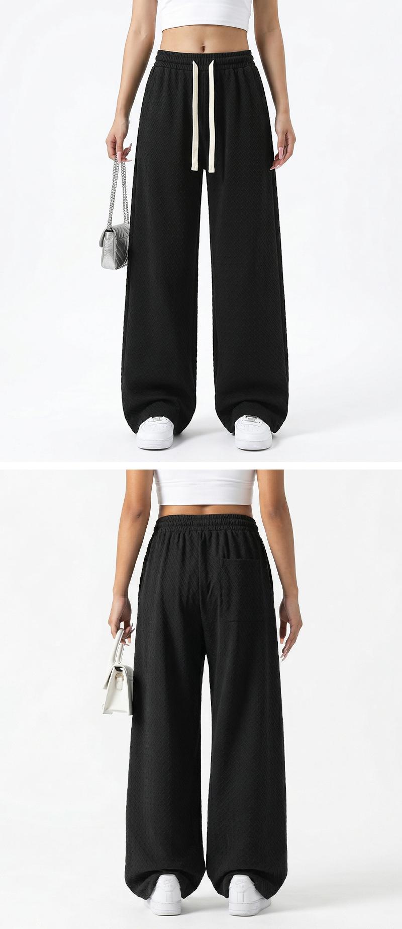 Womens Waffle Knit Wide Leg Sweatpants, High Waist Drawstring Baggy Pants, Casual Loose Flowy Trousers for Lounge, Yoga, Shopping, All Season