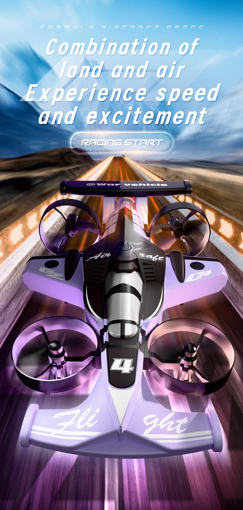BRRRRT RC Car Plane Combo Toy, Remote Control Flying Car with 360° Drift Wheels, Land and Air Dual Mode, One-Key Takeoff, Durable Crash-Resistant Design, 3 Speed Modes, RC Toys for Kid Boys and Girls Age 4+