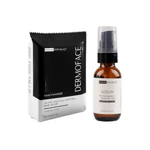 DermorepubliQ Dermo Face Niacinamide Acne & Oil Control Bar Soap + 5% Niacinamide + Hyaluronic Acid Serum Bundle – Dual Cleanse & Hydration Duo
