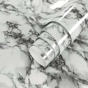 Roll [23.62 * 393.70 in ] marble touch paper peel and paste wallpaper, glossy, self-adhesive marble for kitchen countertops, bathroom walls, etc. white contact paper peel