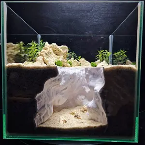 3D Cliff Cave Aquarium Fish Tank Hideaway, Deep & Shallow Water Zones, Perfect Gift for Home Office, Reptile Habitat Decor，Fish and shrimp hiding hole (also known as hiding house or breeding hole)，Easter gift，Fish, shrimp, snails, crabs