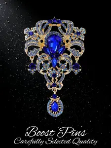 Vintage Multicolor Crystal Pendant Brooch Set for Women, Large Rhinestone Statement Lapel Pin, Alloy Teardrop Dangle Brooch, Fashion Jewelry for Evening Dress, Birthday Party Gift for Her