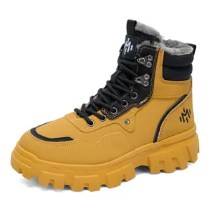 Men's All-Weather Work Boots Thermal Fleece Lined Collar Reinforced Toe Guard Heavy Duty Traction Outsole Metal Eyelet Lacing for Construction Sites and Winter Trail Hikes