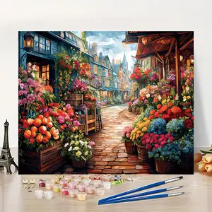 1Pcs Street Adorned with Flowers - DIY Digital Painting Kit for Beginners - 16x20 Inches - Frameless - Paint by Numbers - Handcraft Art Set - Paint by Numbers - Acrylic Digital Oil Painting - For Home Wall Decor and Gifts - Frame Not Included
