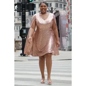 After Hours Rose Gold Long Sleeve Sequin Party Dress