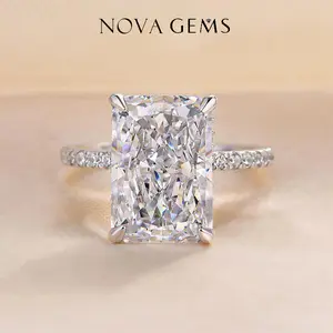 3/4.5CT Radiant Cut Moissanite Synthetic Ring | Dual-Tone S925 Sterling Silver | VVS1 Clarity & Hypoallergenic | Wedding, Engagement, Anniversary Gift | Eco-Friendly Everyday Jewelry  Casual Elegant Travel