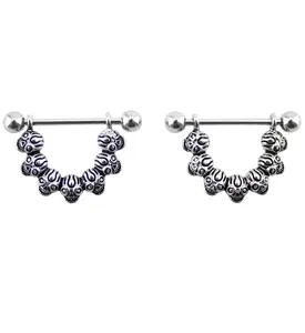 Skull Line Nipple Ring Barbell