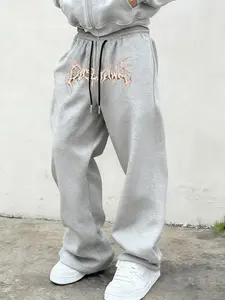 Men's Fashion Casual Relaxed Fit Solid Color Straight Wide-Leg Elastic Waist Sweatpants, Comfortable Pants for Summer Daily Wear