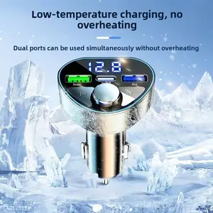 Car Charger with Bluetooth MP3 Player and Fast Charging, Super Fast Dual Port Car Adapter, Lossless Music Receiver with USB Flash Drive Support for Car Audio and Phone Charging