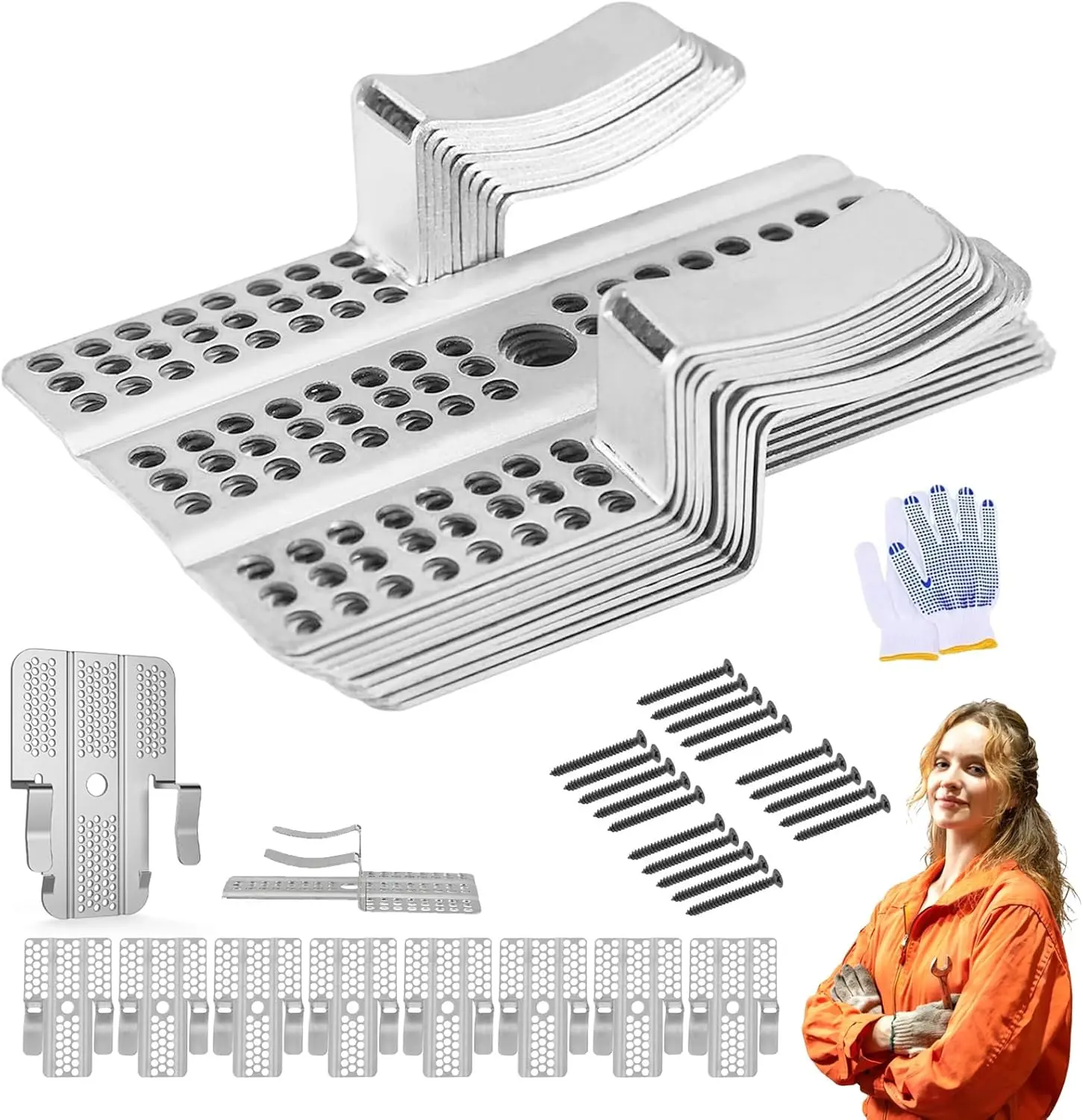 Drywall Repair Clips for 1/2 & 5/8 Inch Panels, Stainless Steel Drywall Clips Repair Kit with Screws for Wall Hole Patch, Sheetrock Repair, Drywall Patch Repair Kit (20)