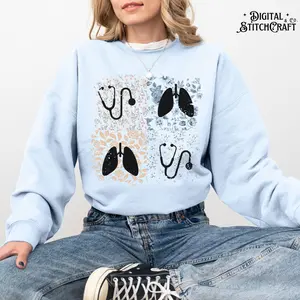 Floral Respiratory Therapist Sweatshirt / Short Sleeve T-SHIRT  ,   Lung Therapy Vintage Shirt Cottagecore Medical RT Tshirt Womenswear Tops