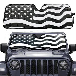 Big Ant Windshield Sun Shade,Black American Flag Car Sun Shade for Rubicon Sahara TJ JK JKU 2 Door & 4 Door, UV Rays Blocker Sun Visor Shade Keep Vehicle Cool Trump 2024