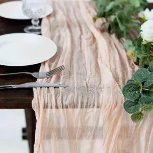 Gauze Cheesecloth 10ft Table Runner Blush - Rustic Boho Style