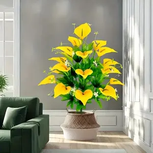 18 Head Artificial Calla Lily Bouquet for Weddings and Parties, Realistic Touch Faux Flowers in Bright and for Seasonal Outdoor Decoration, Artificial Flowers for Outside