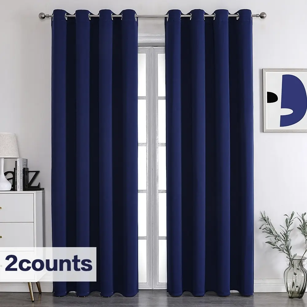 2pcs Solid Color Blackout Curtain, 2 Counts Modern Simple Curtain, Polyester Curtain, Window Curtain Blackout Window Cover for Home Living Room Bedroom, Home Decor Supplies, Grommet Curtains, Home Decoration Curtain, Home Decorative Curtain