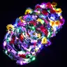Women's Glowing LED Lighted Lilac Floral Paper Crowns - 40-Pack Female Bridal Hair Accessories, 7.9in Headbands, Back Button, Long Lighting Time for Concerts, Christmas