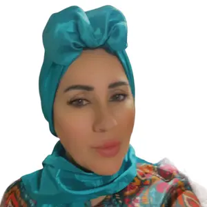 Turban with detachable scarf taffeta fabric