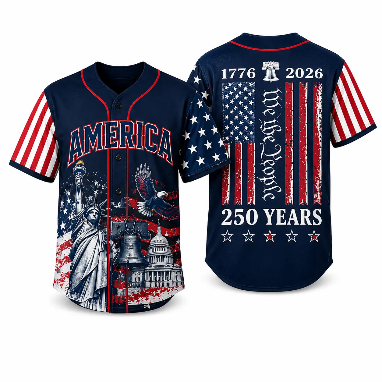 USA 250th Anniversary Baseball Jersey for Men Women, Patriotic Button Down Shirt, America 1776 2026 Short Sleeve V Neck Sports Jersey, 4th of July Independence Day Outfit,jersey,American flag button down jersey，Size S-5XL,clothes，outfits，men's wear