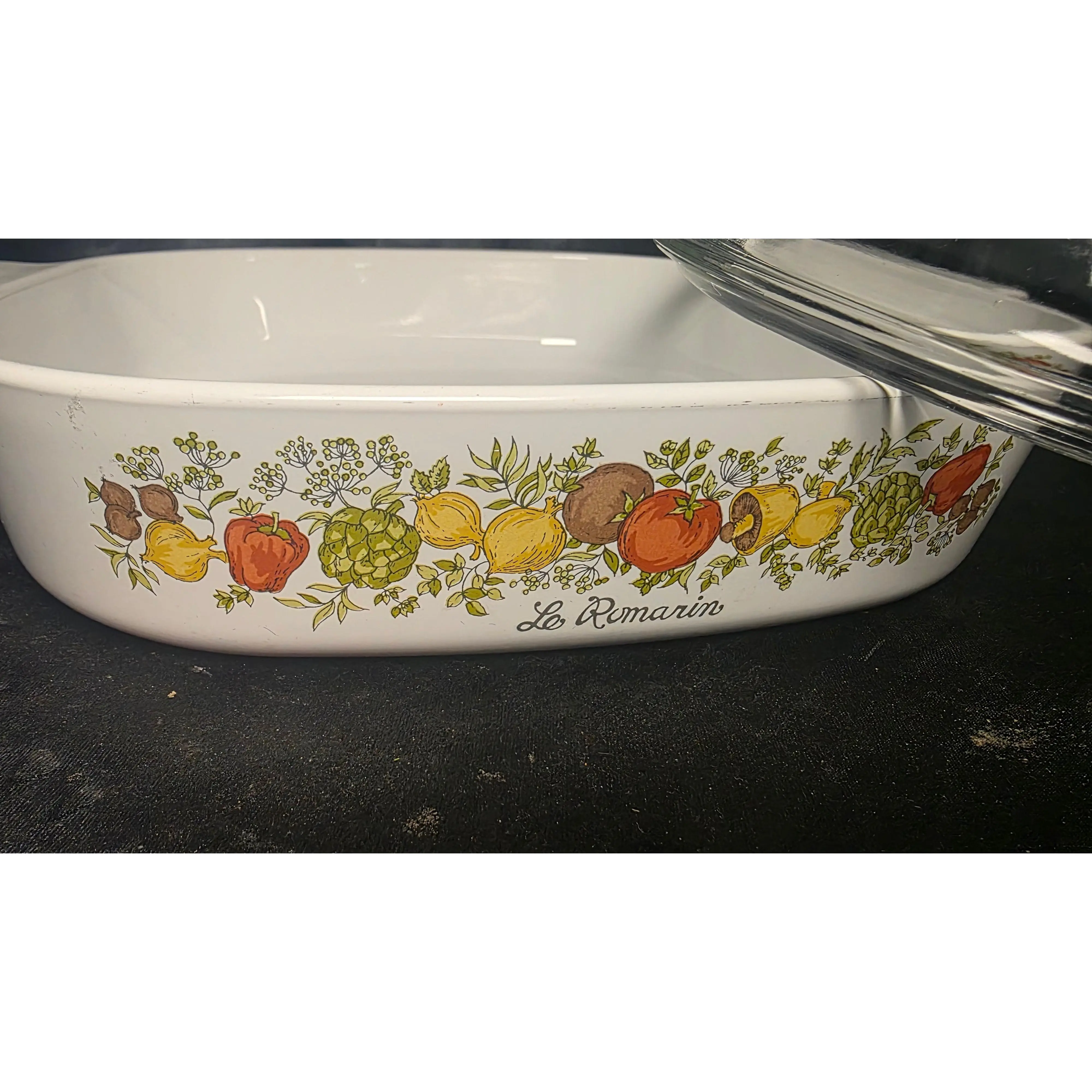 Vintage CorningWare Le Romarin A-10-B Casserole Dish with Pyrex Lid