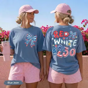 Comfort Colors Red White Blue Shirt, 250th Anniversary Shirt, Front And Back Side, 4th of July Shirt, Preppy Patriotic Tee, Flag Tshirt
